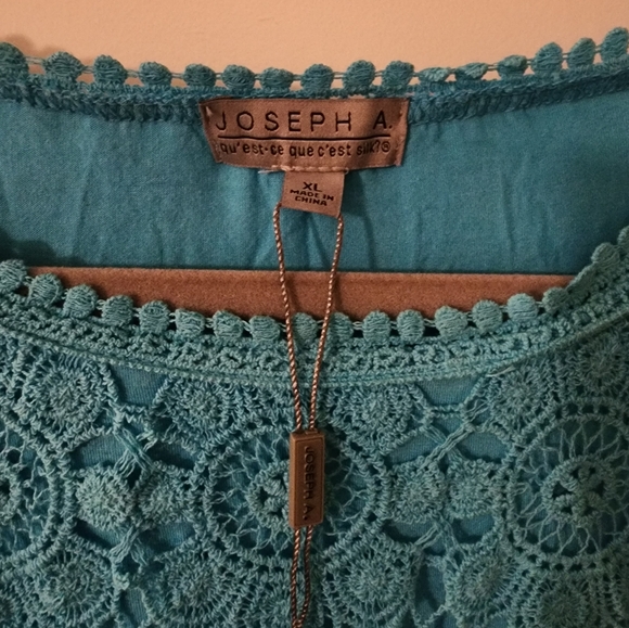 Joseph A. Crochet Lace Top | Size XL | Scuba Blue - Picture 3 of 7